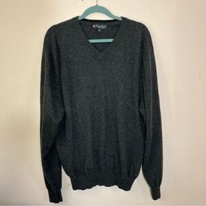 Daniel Bishop mens XL charcoal gray 100% cashmere v-neck sweater pullover